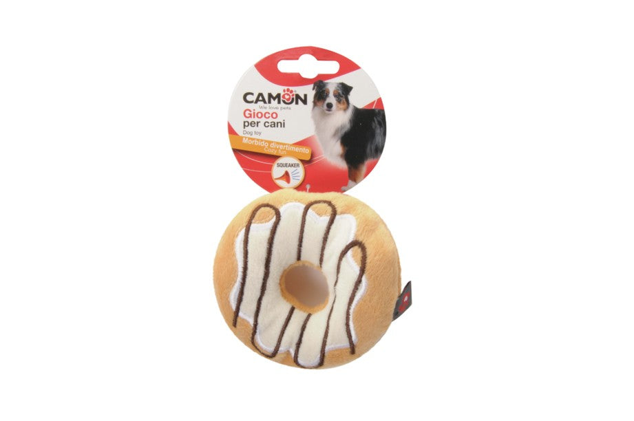 Gioco Camon per cani a forma di ciambella in peluche con squeaker interno, 11 cm, colore assortito Gioco Camon per cani a forma di ciambella in peluche con squeaker interno, 11 cm, colore assortito